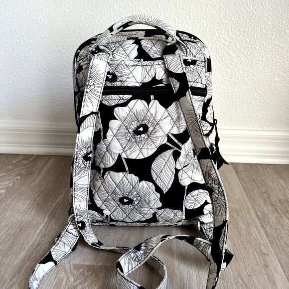 Vera Bradley Black & White Flowers Backpack - Picture 2 of 11